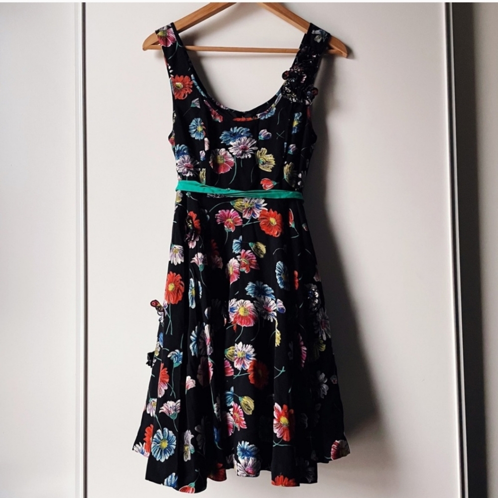 Anthropologie Moulinette Soeurs black floral dress